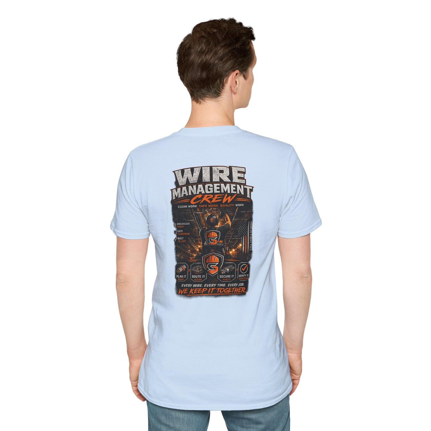 Wire Management Crew T-Shirt — Electrician Cable Tech Work Shirt