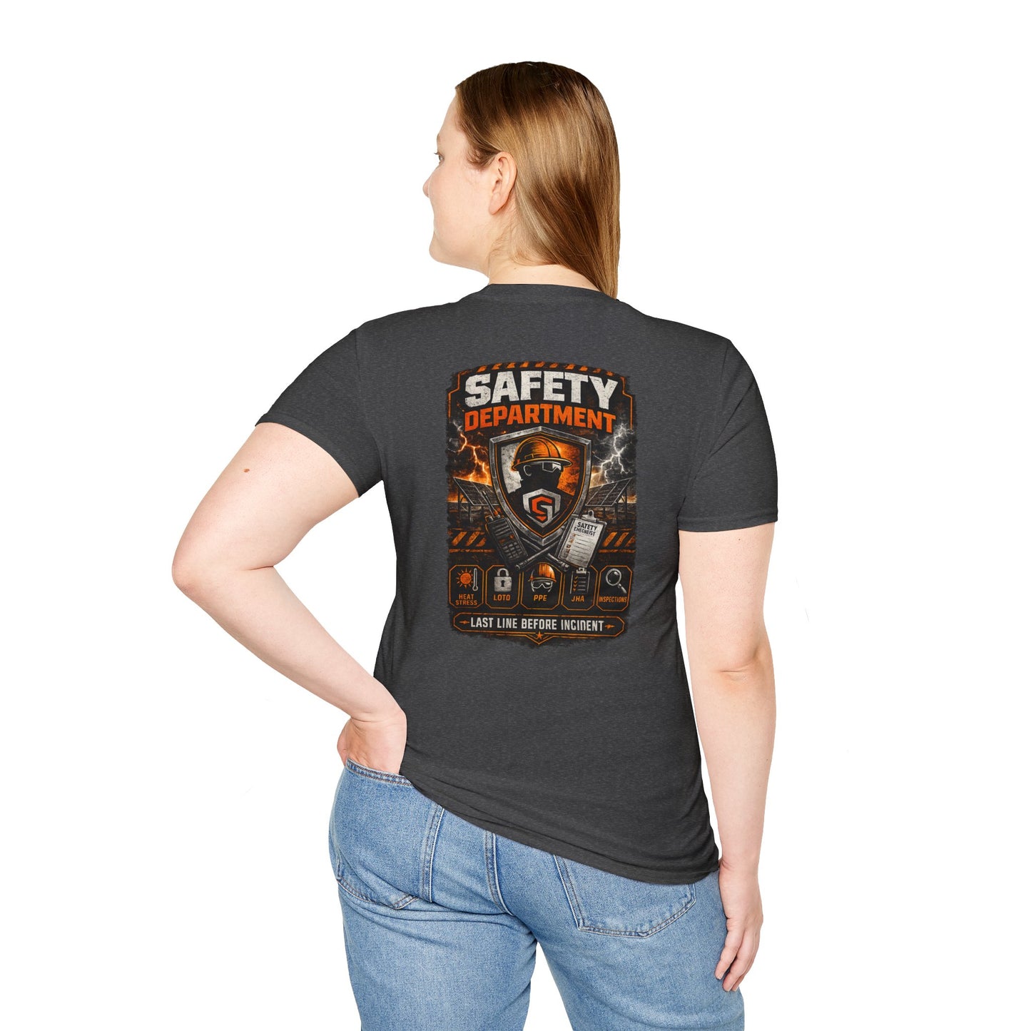 Safety Department Graphic T-Shirt — "Last Line Before Incident" Worksite Firefighter Tee