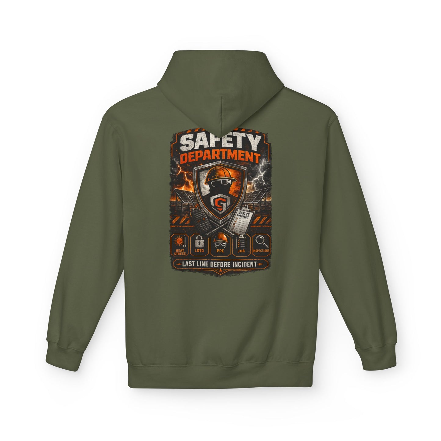 Safety Department Hoodie — "Last Line Before Incident" Graphic Workwear