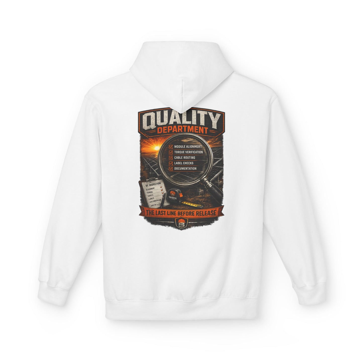 Quality Department Hoodie — Vintage Mechanic Crewneck with 'Quality Department' Emblem