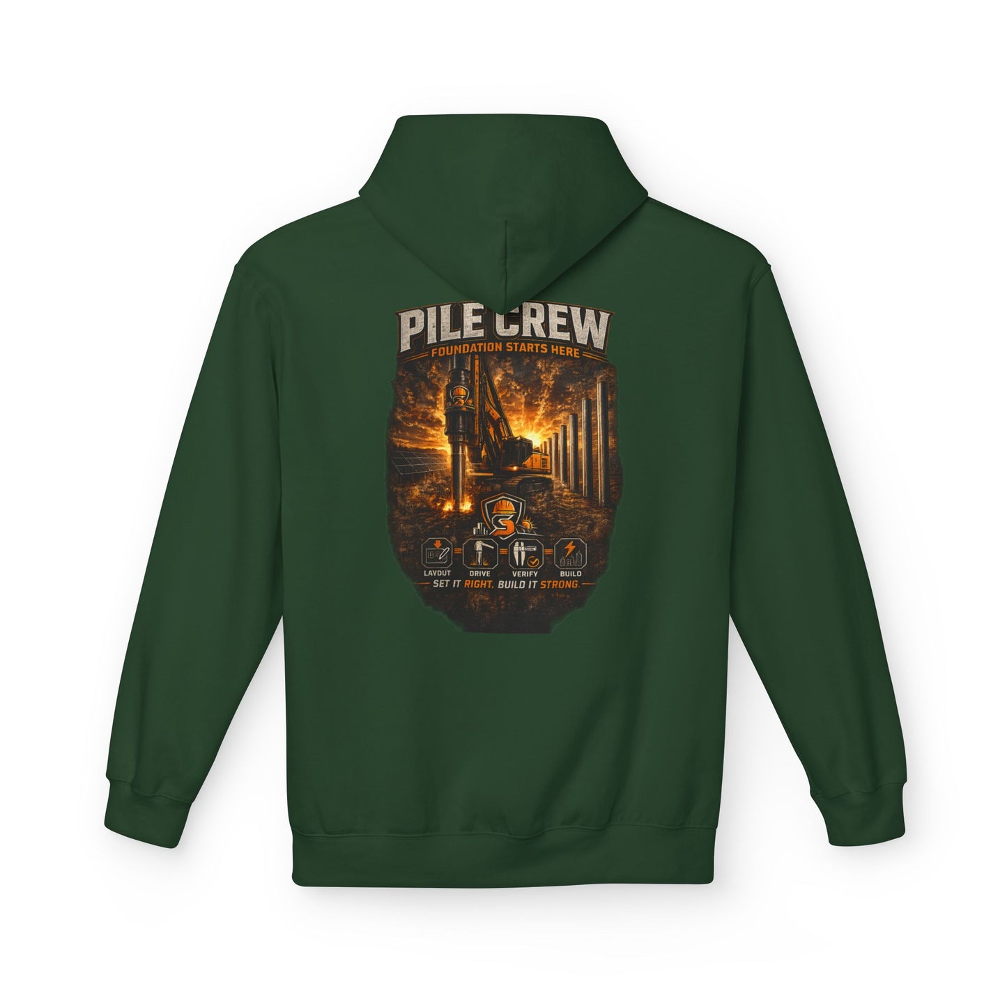Pile Crew Industrial Hoodie — Heavy Equipment Construction Crew Pullover