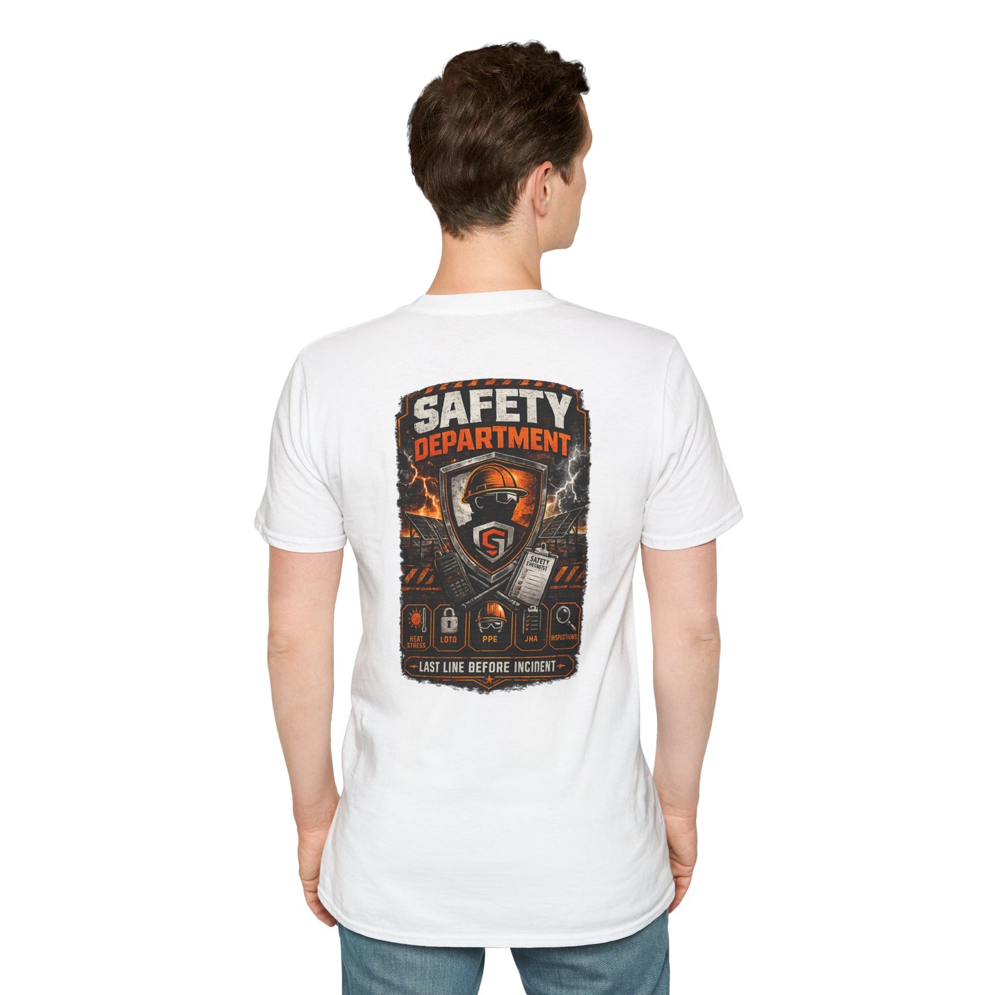 Safety Department Graphic T-Shirt — "Last Line Before Incident" Worksite Firefighter Tee