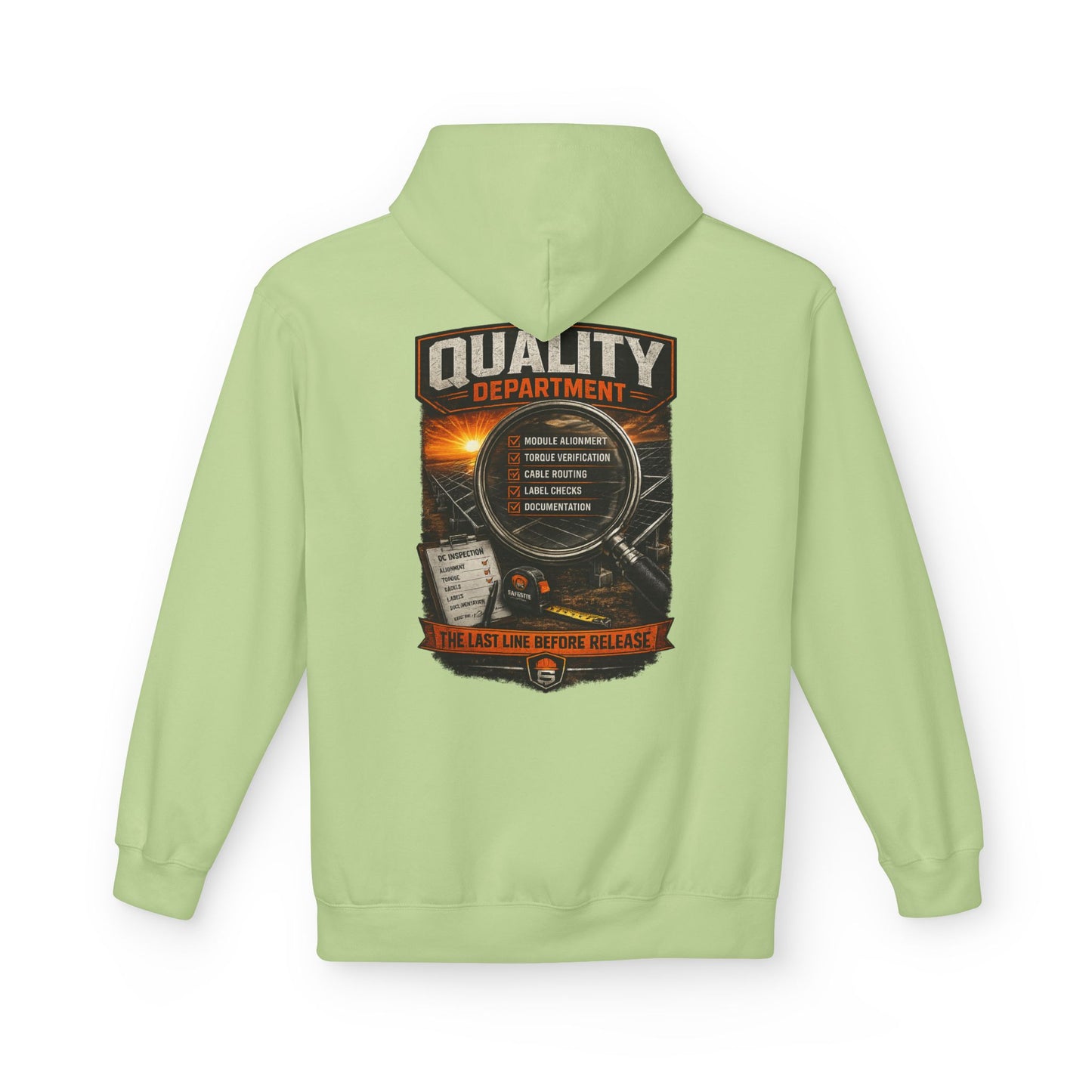 Quality Department Hoodie — Vintage Mechanic Crewneck with 'Quality Department' Emblem