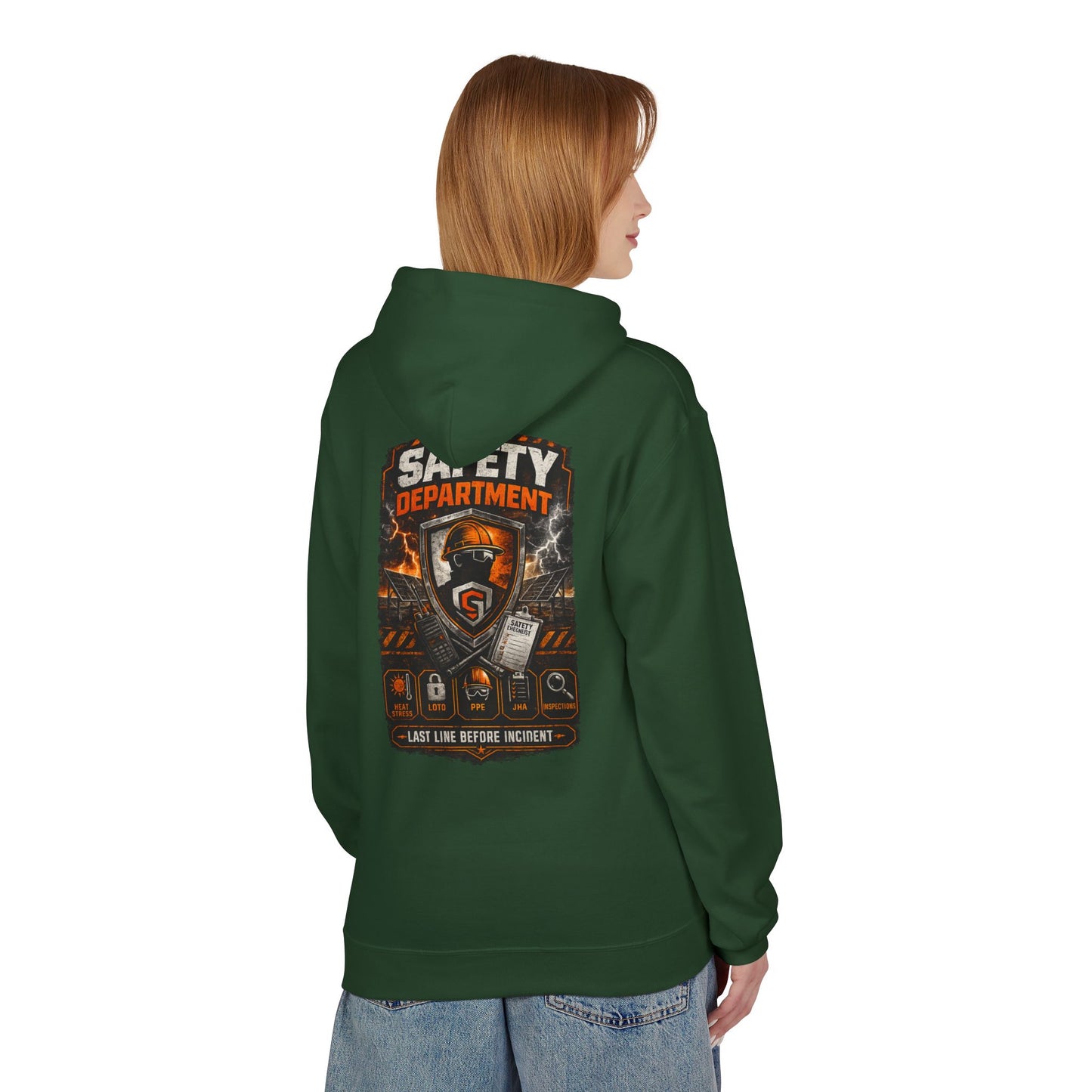 Safety Department Hoodie — "Last Line Before Incident" Graphic Workwear