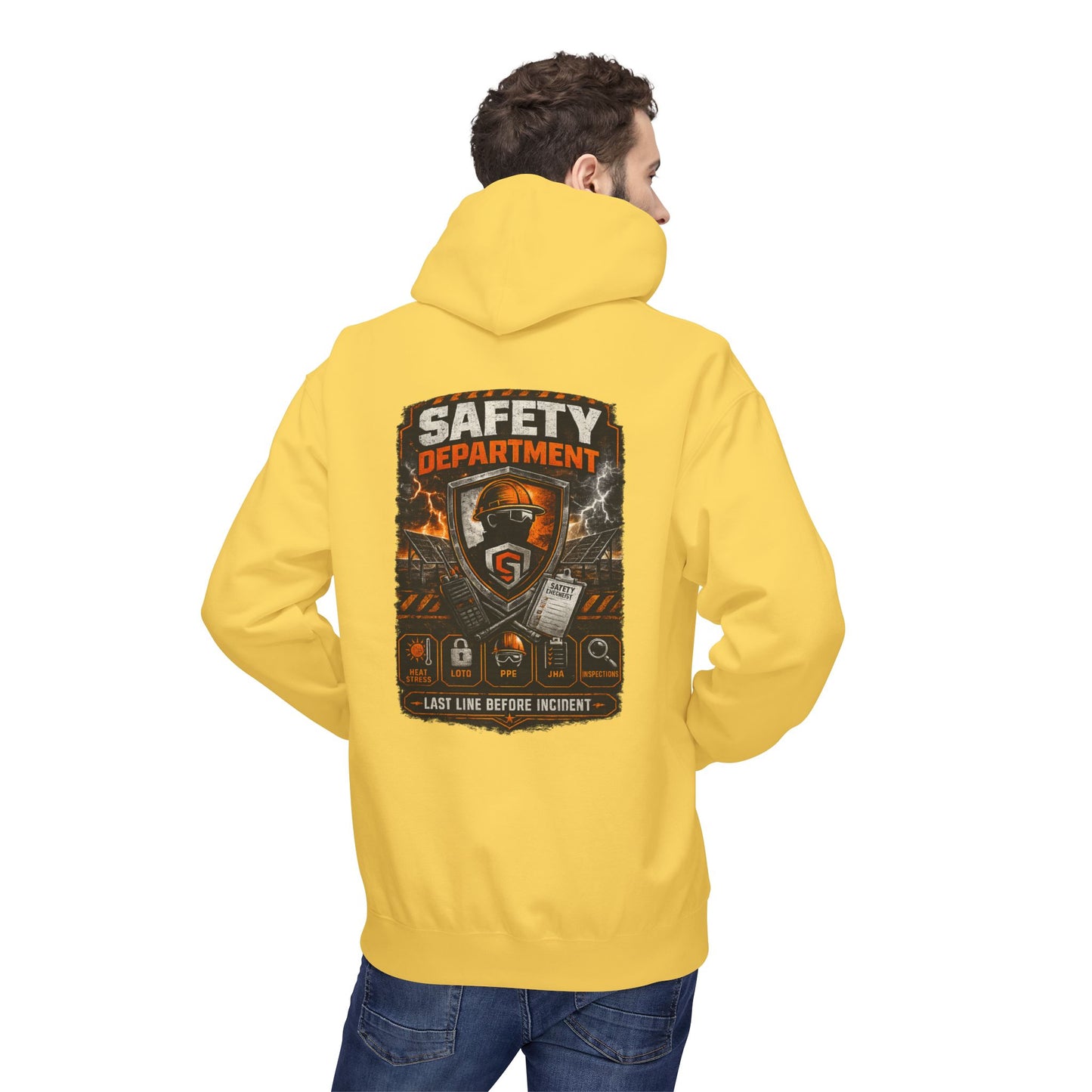 Safety Department Hoodie — "Last Line Before Incident" Graphic Workwear