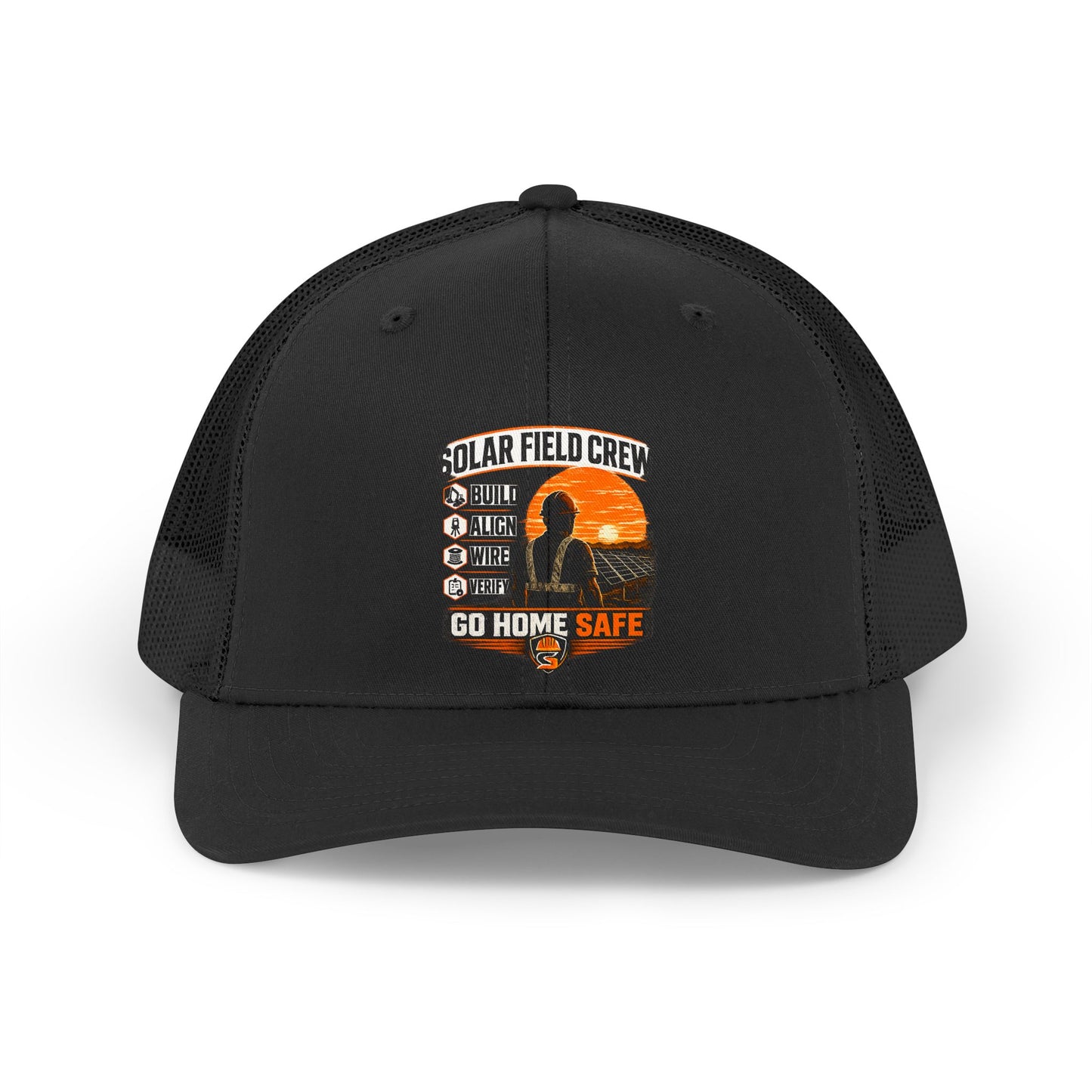 Solar Field Crew Trucker Hat – Retro Sunset Go Home Safe Cap