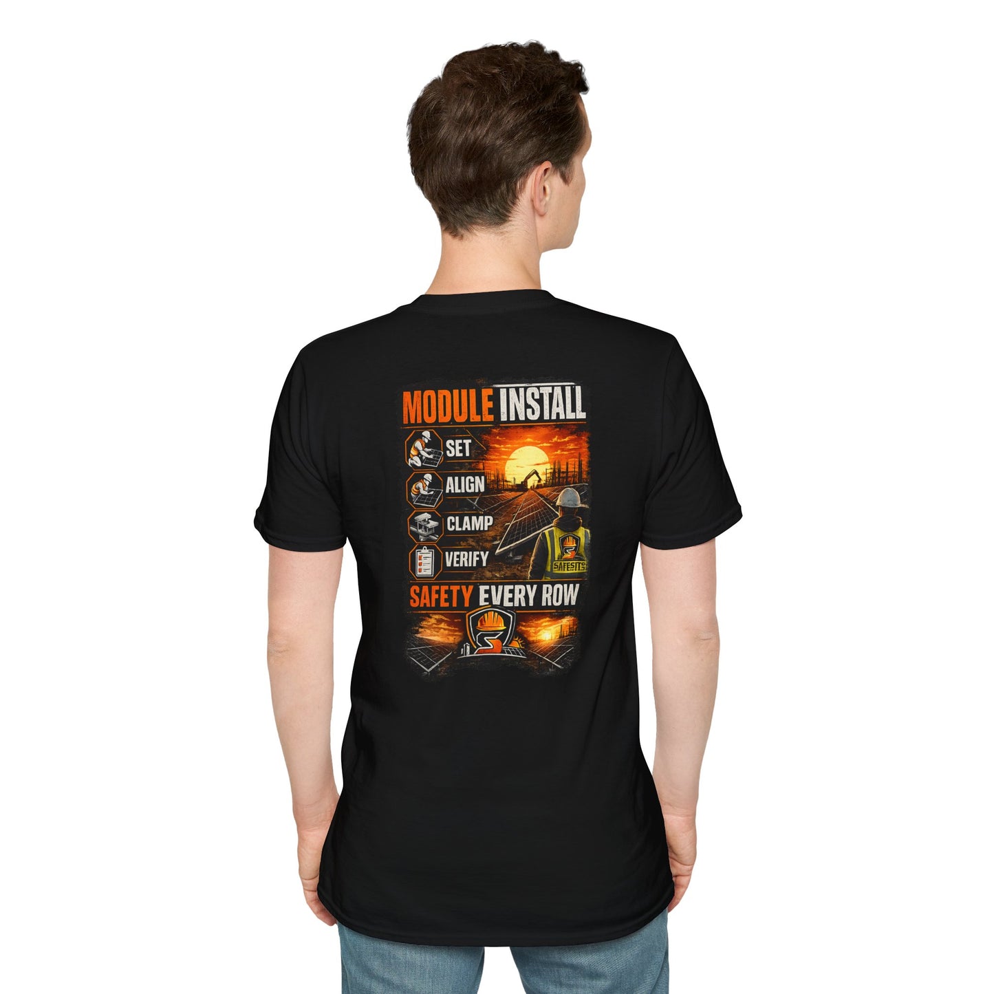 Module Install Crew T‑Shirt — "Module Install: Set, Align, Clamp, Verify" Safety Tee