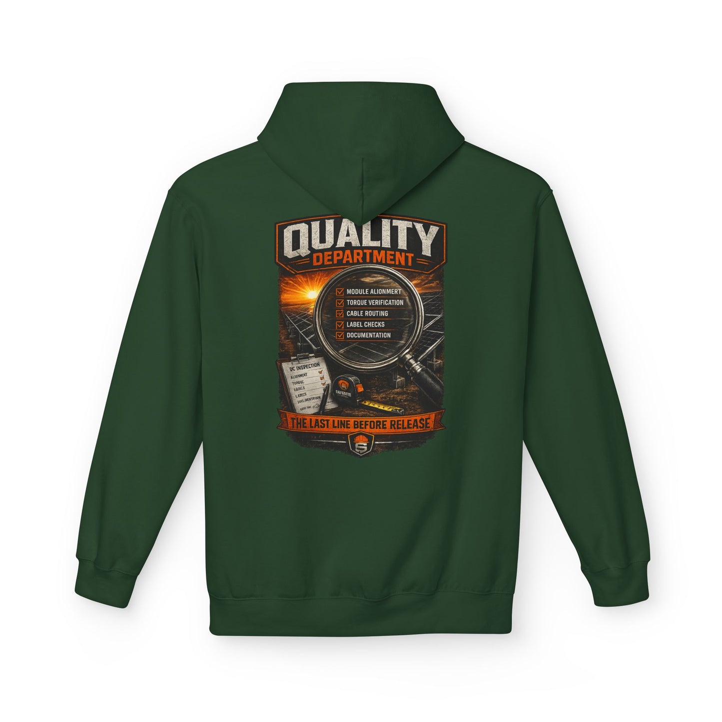Quality Department Hoodie — Vintage Mechanic Crewneck with 'Quality Department' Emblem