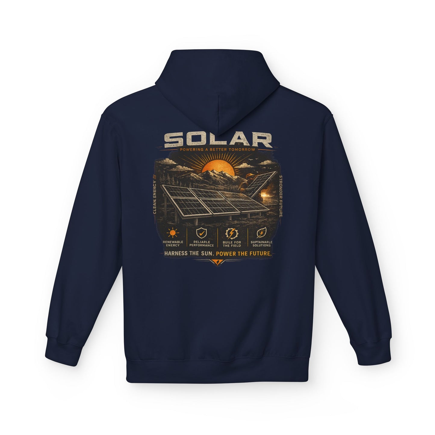 Solar Energy Hoodie — "Solar: Harness the Sun, Power the Future" Graphic Sweatshirt