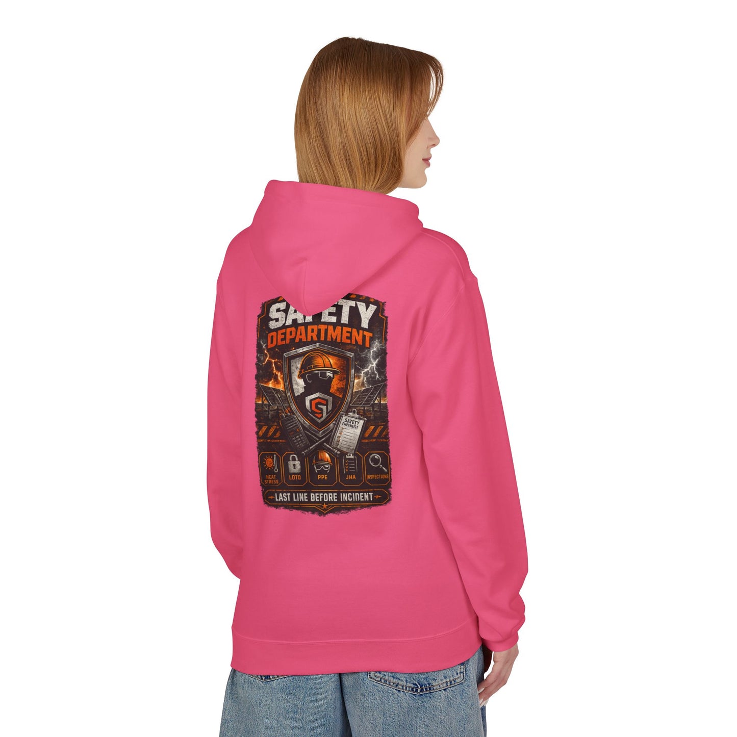 Safety Department Hoodie — "Last Line Before Incident" Graphic Workwear