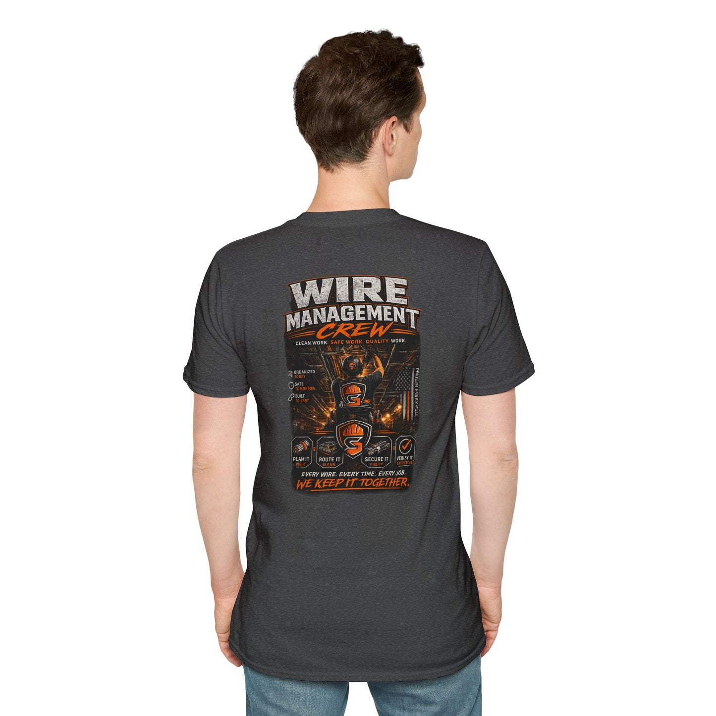 Wire Management Crew T-Shirt — Electrician Cable Tech Work Shirt