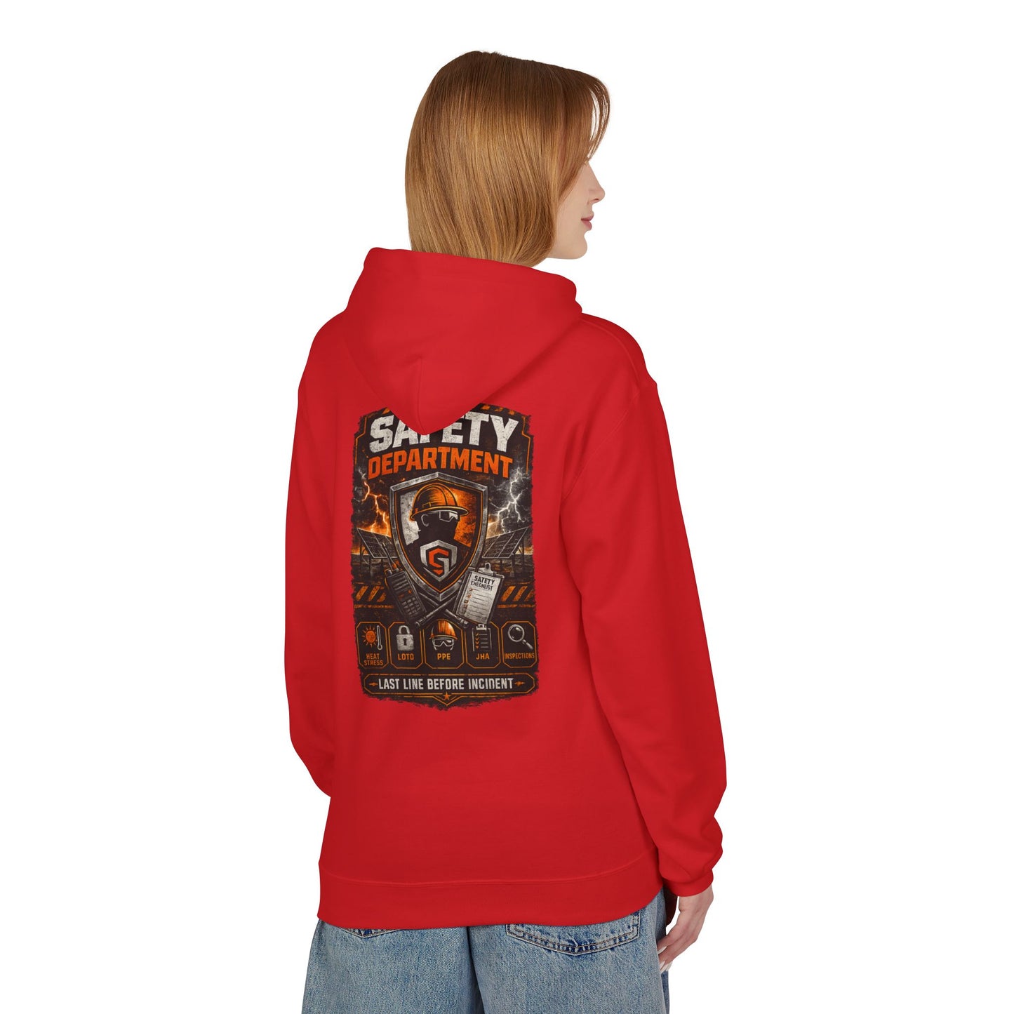 Safety Department Hoodie — "Last Line Before Incident" Graphic Workwear