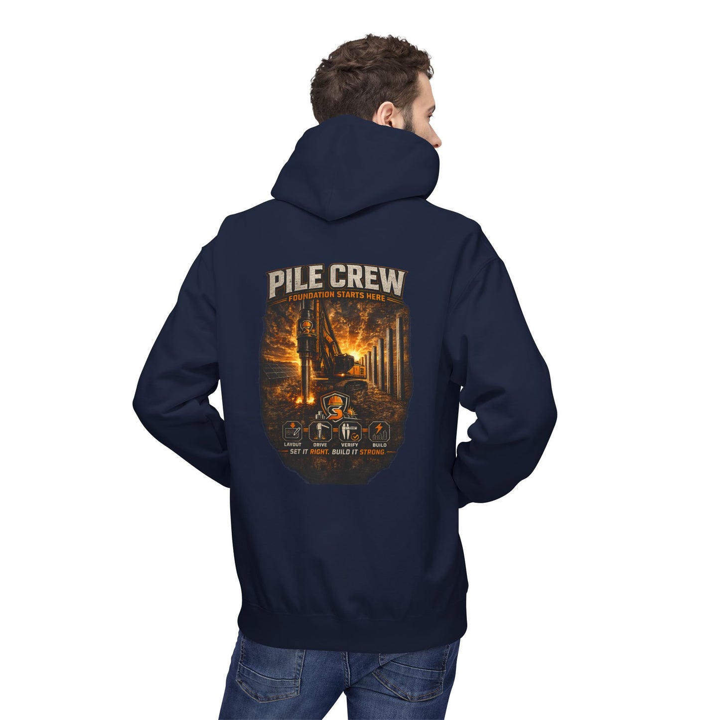 Pile Crew Industrial Hoodie — Heavy Equipment Construction Crew Pullover