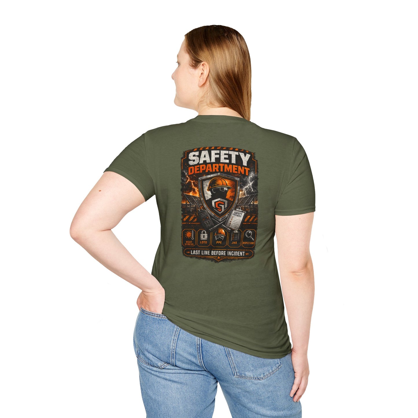 Safety Department Graphic T-Shirt — "Last Line Before Incident" Worksite Firefighter Tee
