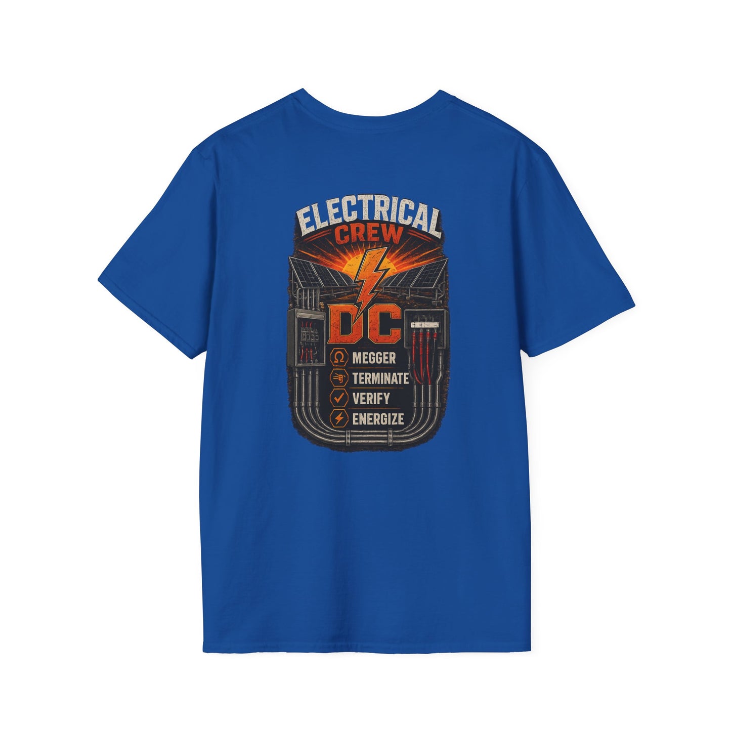 Electrical Crew DC T‑Shirt — Electrician Safety Megger, Terminate & Verify Design