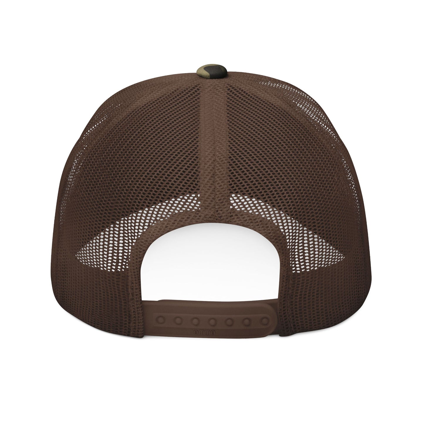 Camo Trucker Hat (Module Install) — Embroidered Solar Panel & Sunrise Logo
