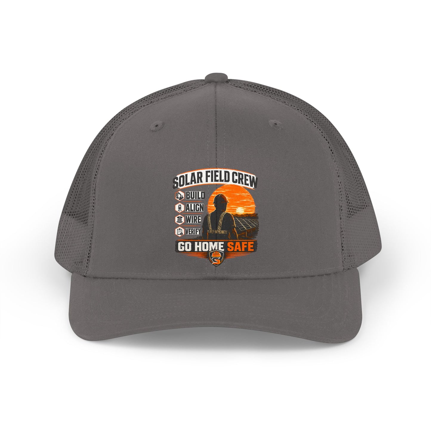 Solar Field Crew Trucker Hat – Retro Sunset Go Home Safe Cap