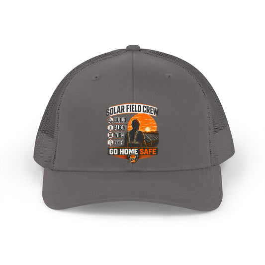 Solar Field Crew Trucker Hat – Retro Sunset Go Home Safe Cap