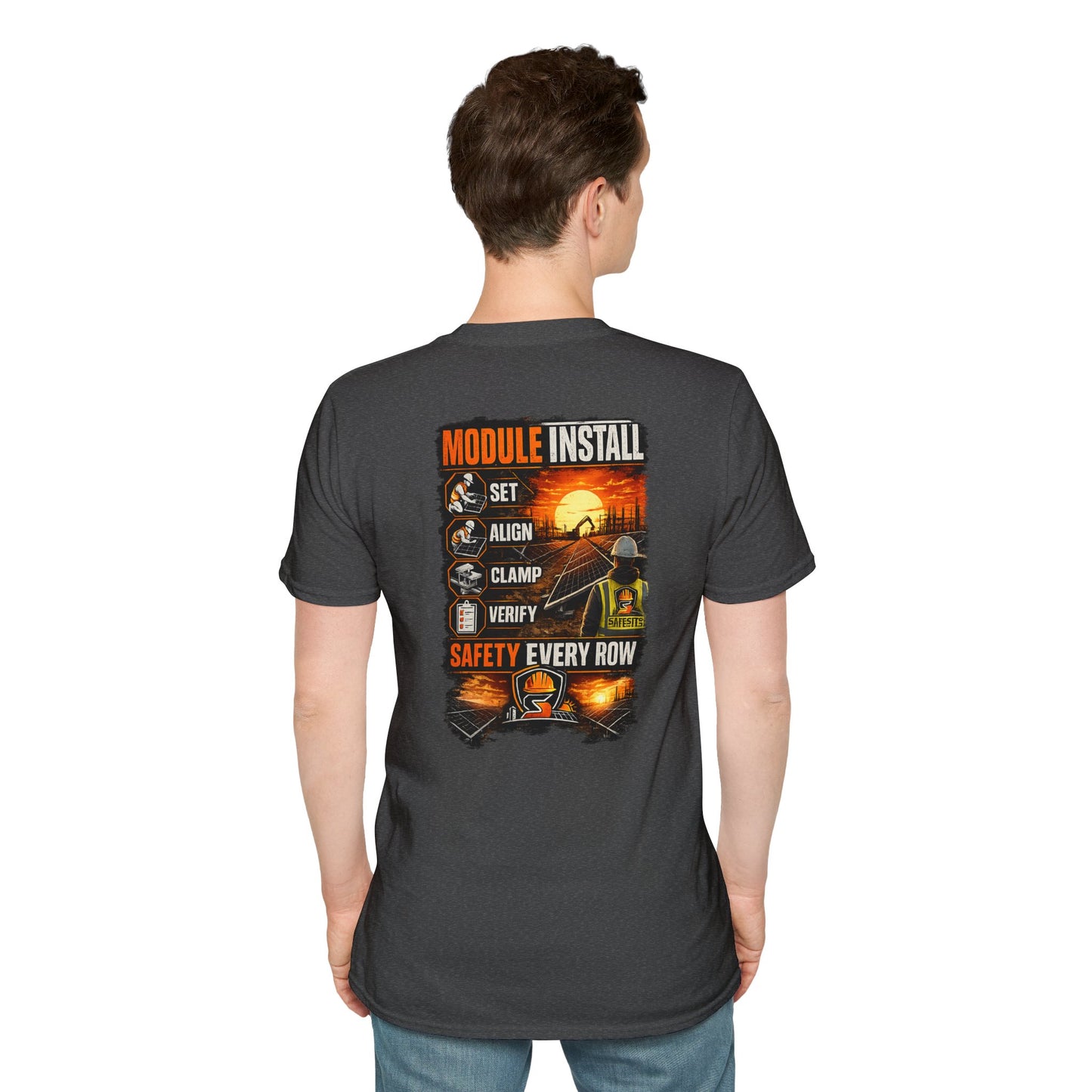 Module Install Crew T‑Shirt — "Module Install: Set, Align, Clamp, Verify" Safety Tee