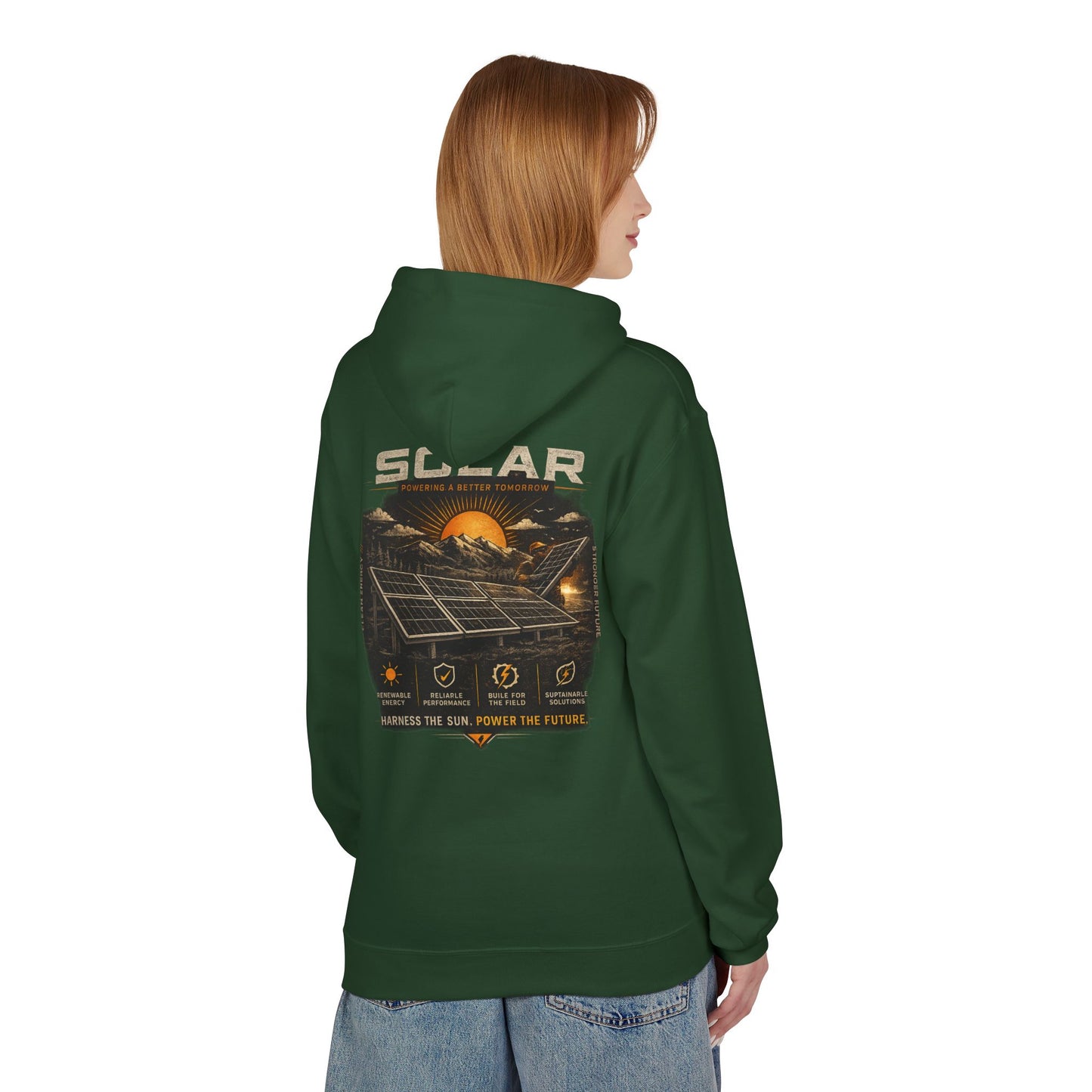 Solar Energy Hoodie — "Solar: Harness the Sun, Power the Future" Graphic Sweatshirt