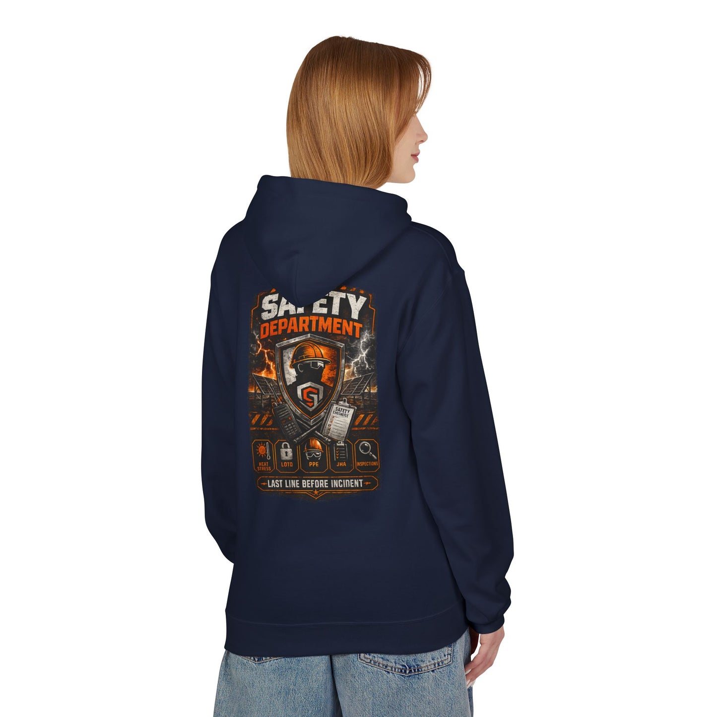 Safety Department Hoodie — "Last Line Before Incident" Graphic Workwear
