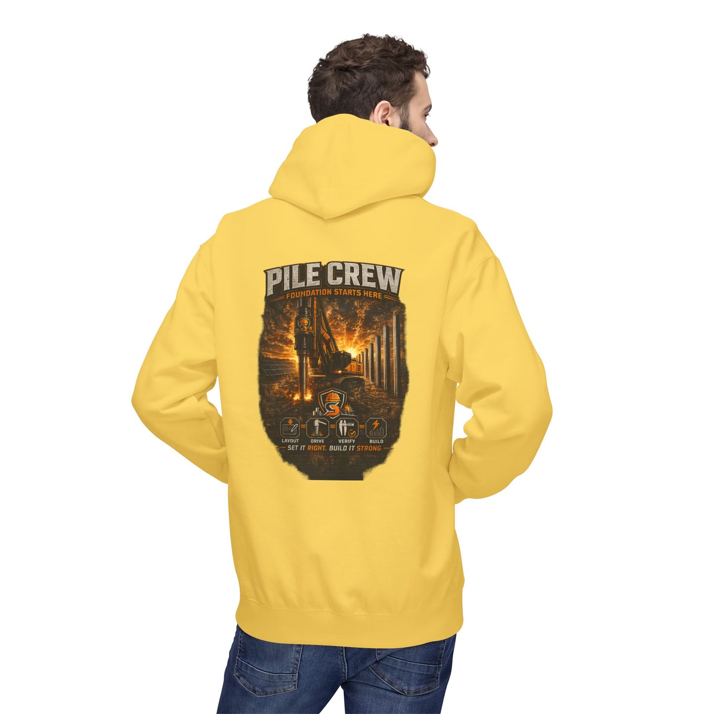 Pile Crew Industrial Hoodie — Heavy Equipment Construction Crew Pullover