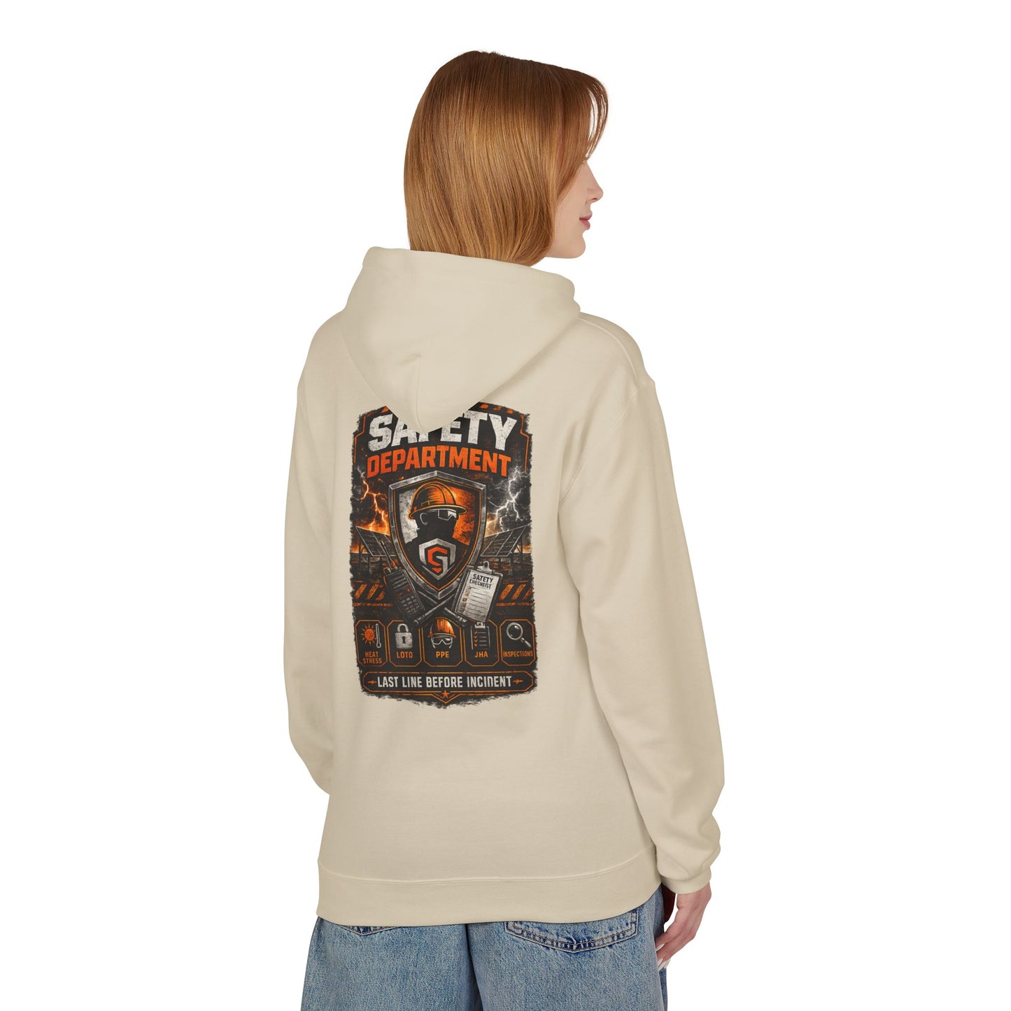 Safety Department Hoodie — "Last Line Before Incident" Graphic Workwear