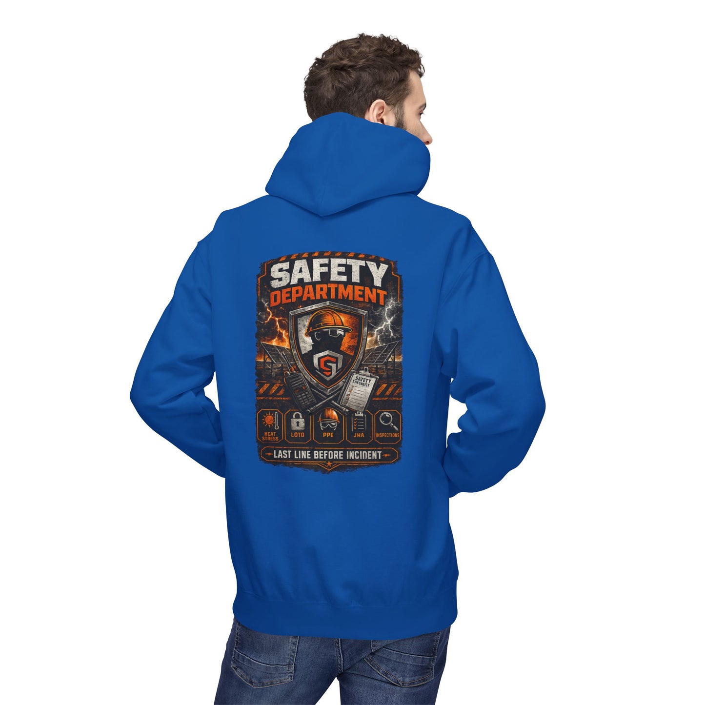 Safety Department Hoodie — "Last Line Before Incident" Graphic Workwear