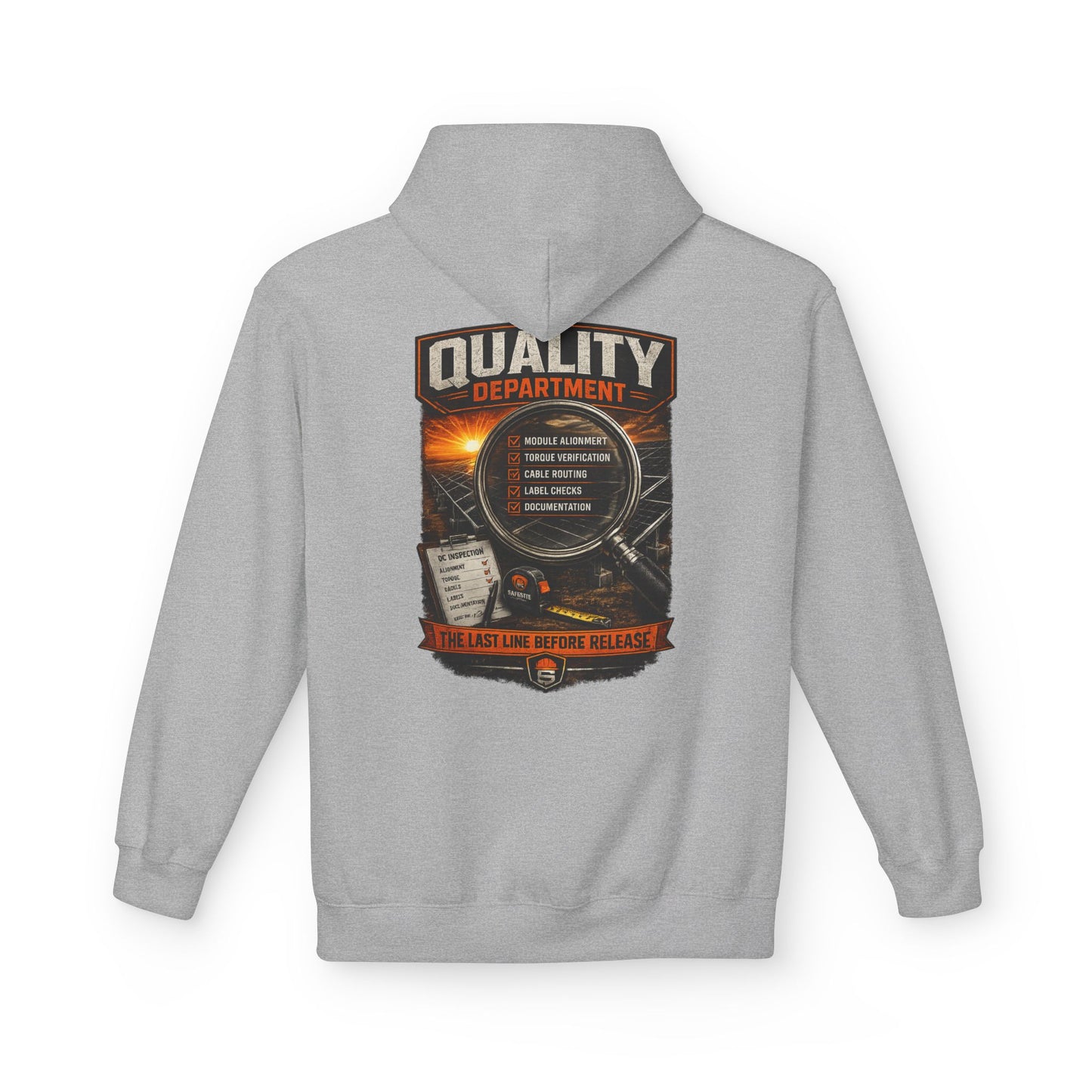 Quality Department Hoodie — Vintage Mechanic Crewneck with 'Quality Department' Emblem