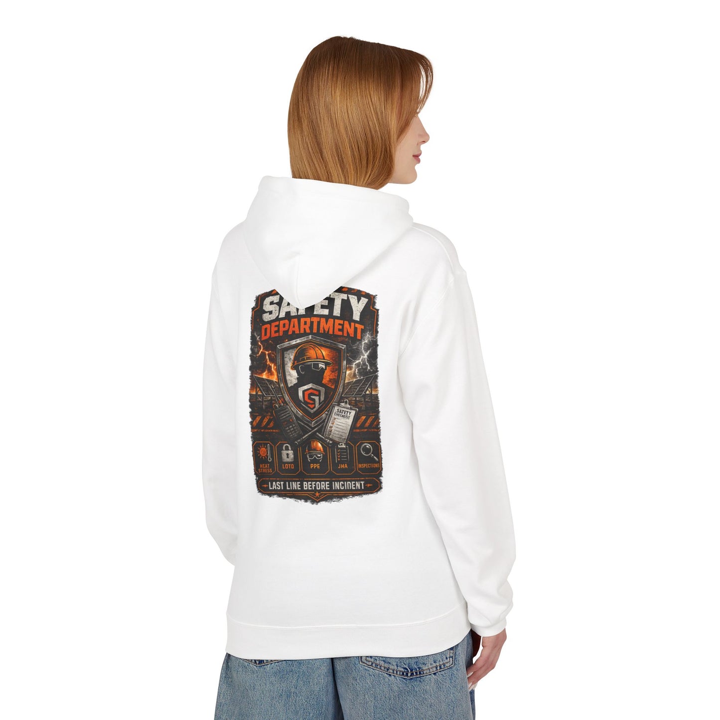 Safety Department Hoodie — "Last Line Before Incident" Graphic Workwear