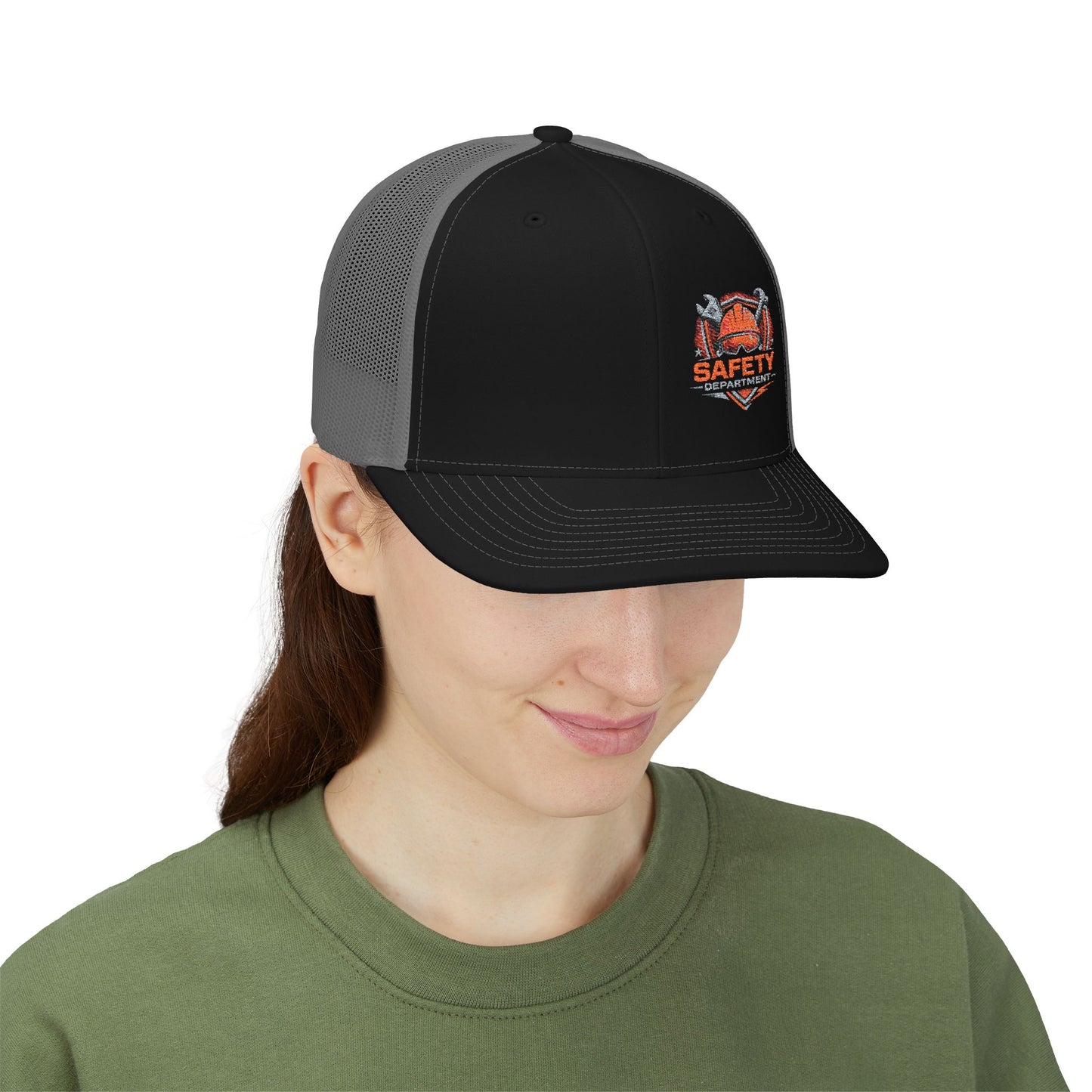Safety Department Trucker Cap - Fire Helmet Patch Snapback