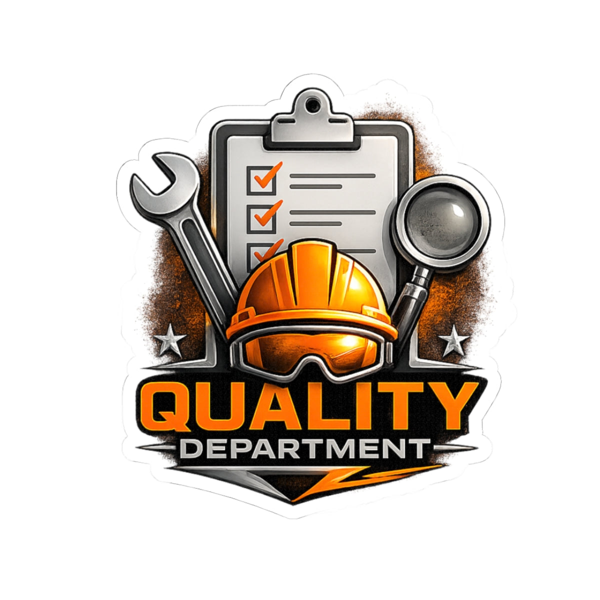 Quality Department Construction Helmet Sticker — Industrial Safety & Inspection Kiss-Cut Sticker