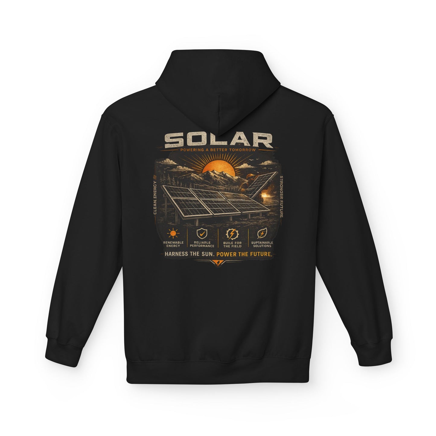 Solar Energy Hoodie — "Solar: Harness the Sun, Power the Future" Graphic Sweatshirt