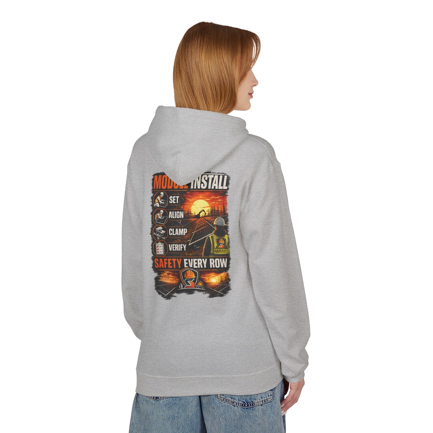 Module Install Safety Hoodie — Safety Every Row Construction Crew Sweatshirt