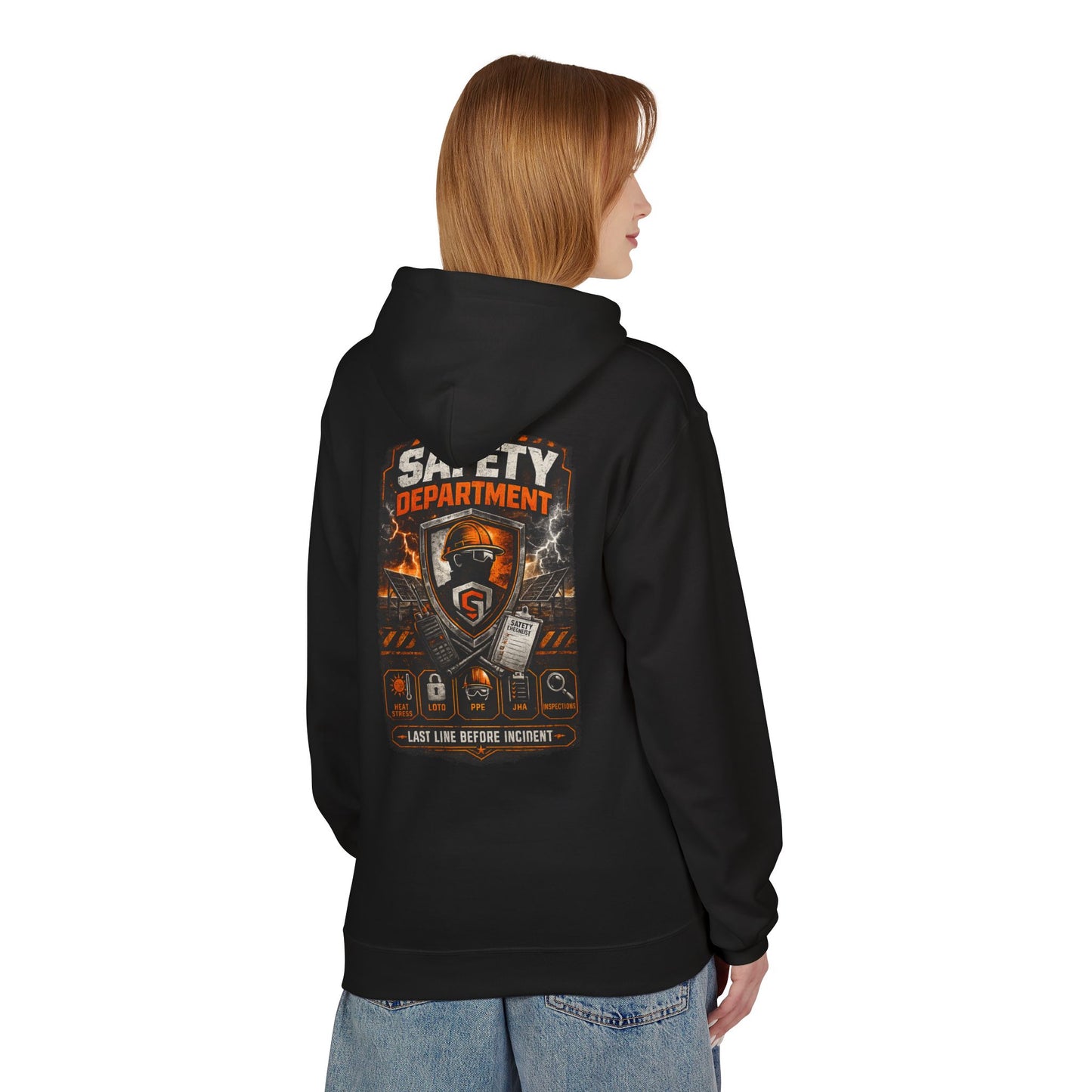 Safety Department Hoodie — "Last Line Before Incident" Graphic Workwear