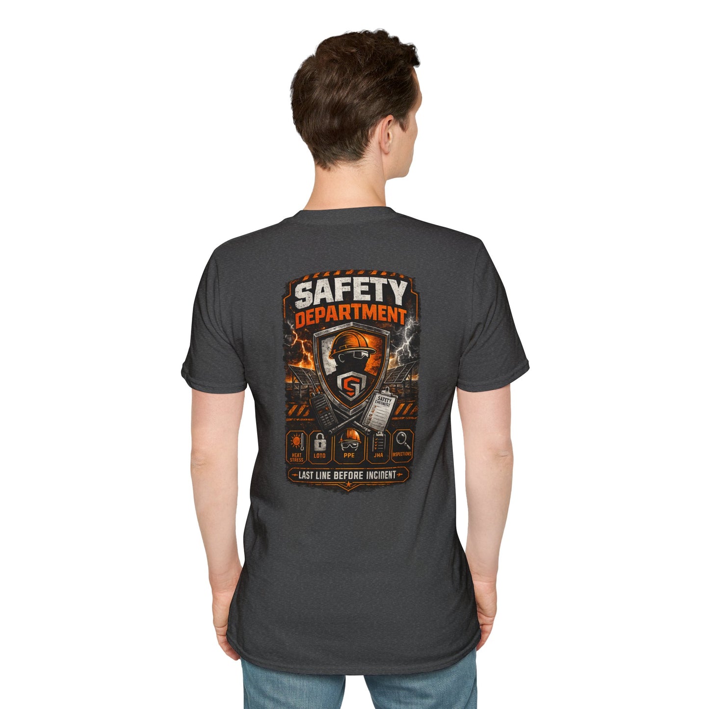 Safety Department Graphic T-Shirt — "Last Line Before Incident" Worksite Firefighter Tee