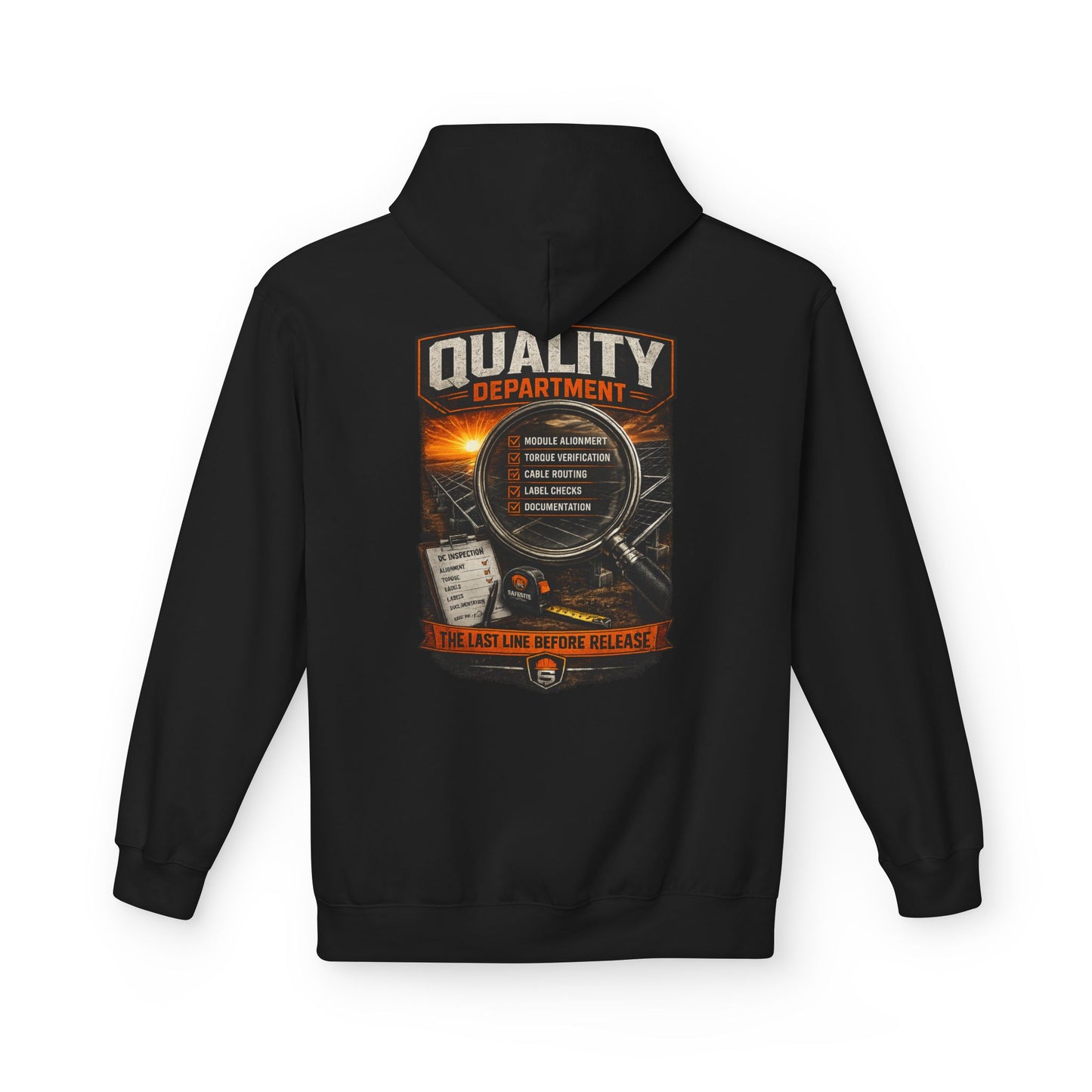 Quality Department Hoodie — Vintage Mechanic Crewneck with 'Quality Department' Emblem