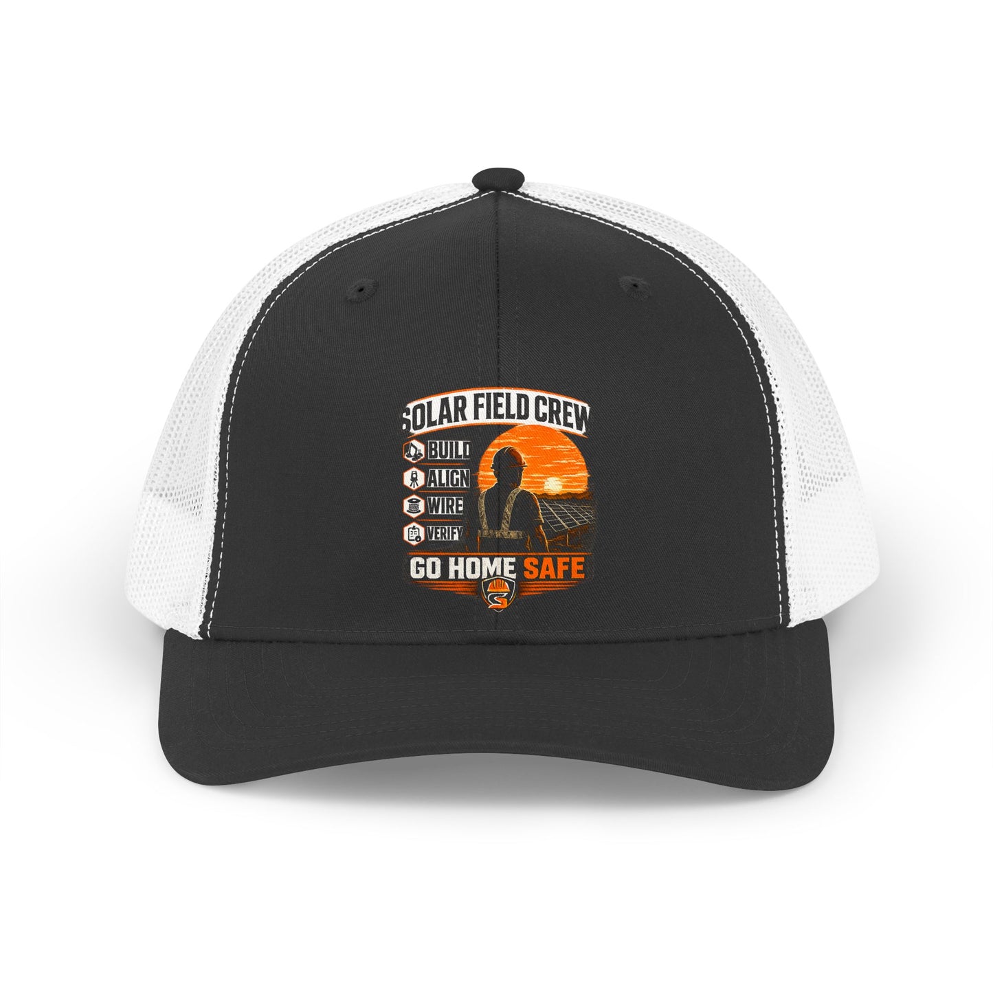 Solar Field Crew Trucker Hat – Retro Sunset Go Home Safe Cap