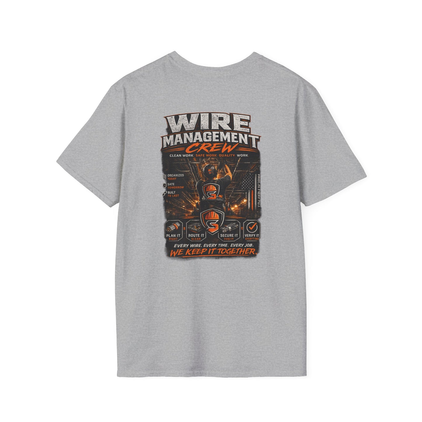 Wire Management Crew T-Shirt — Electrician Cable Tech Work Shirt