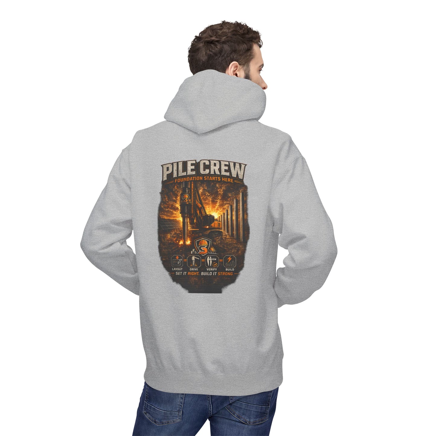Pile Crew Industrial Hoodie — Heavy Equipment Construction Crew Pullover