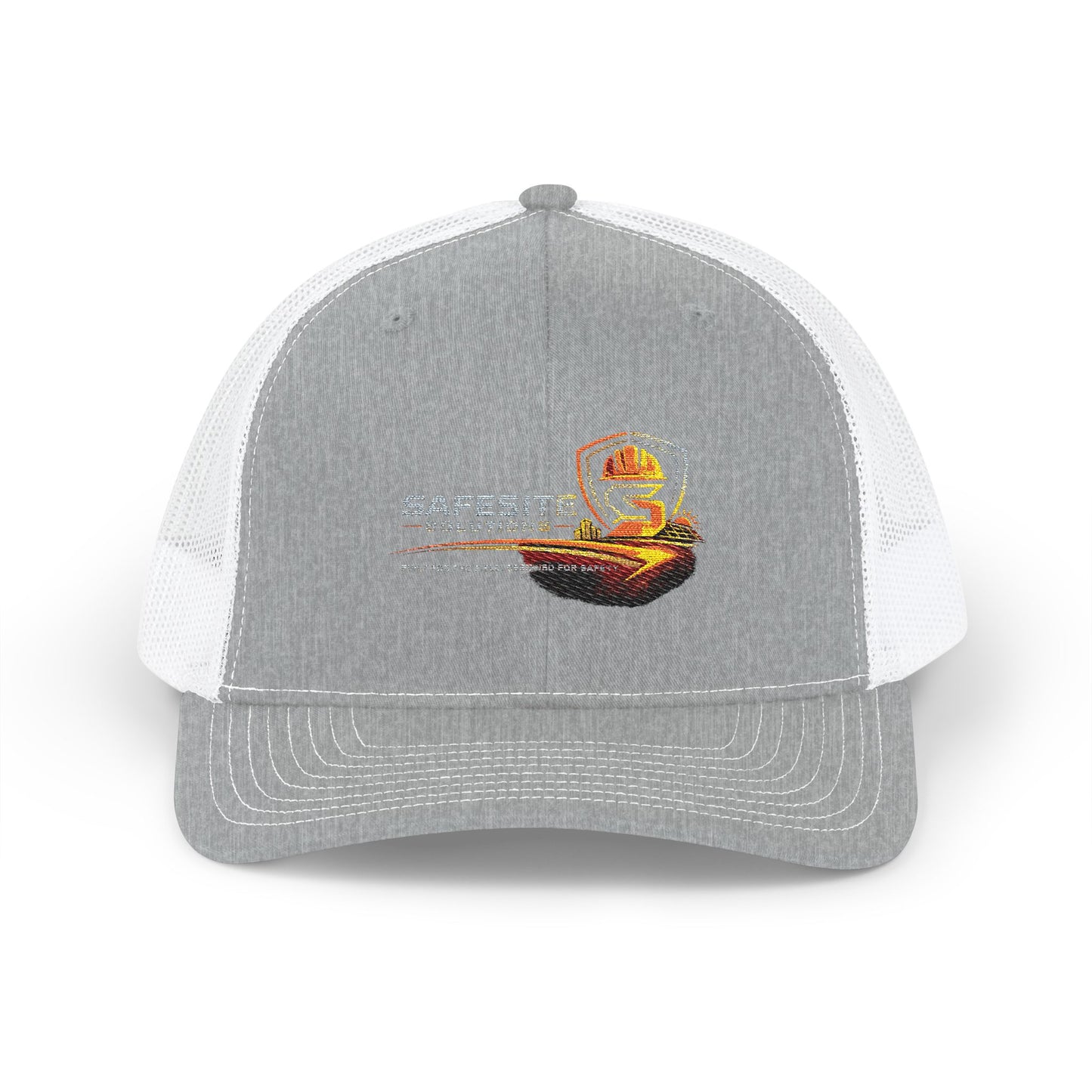 Safesite Safety Shield Snapback Trucker Cap — Embroidered Worksite Logo Hat