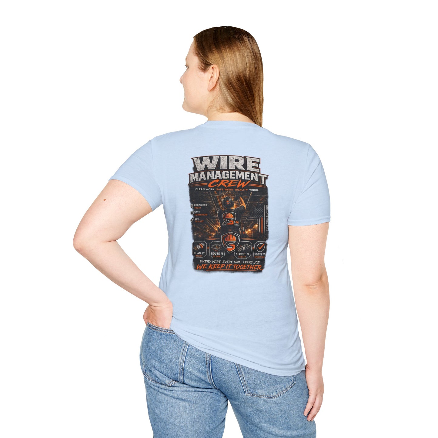 Wire Management Crew T-Shirt — Electrician Cable Tech Work Shirt