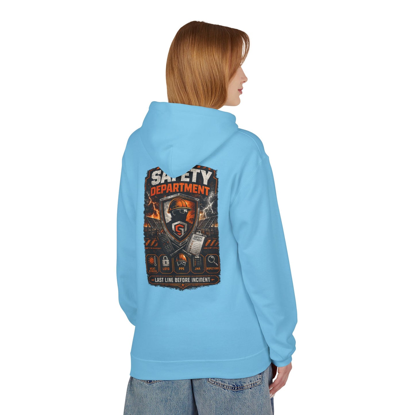 Safety Department Hoodie — "Last Line Before Incident" Graphic Workwear