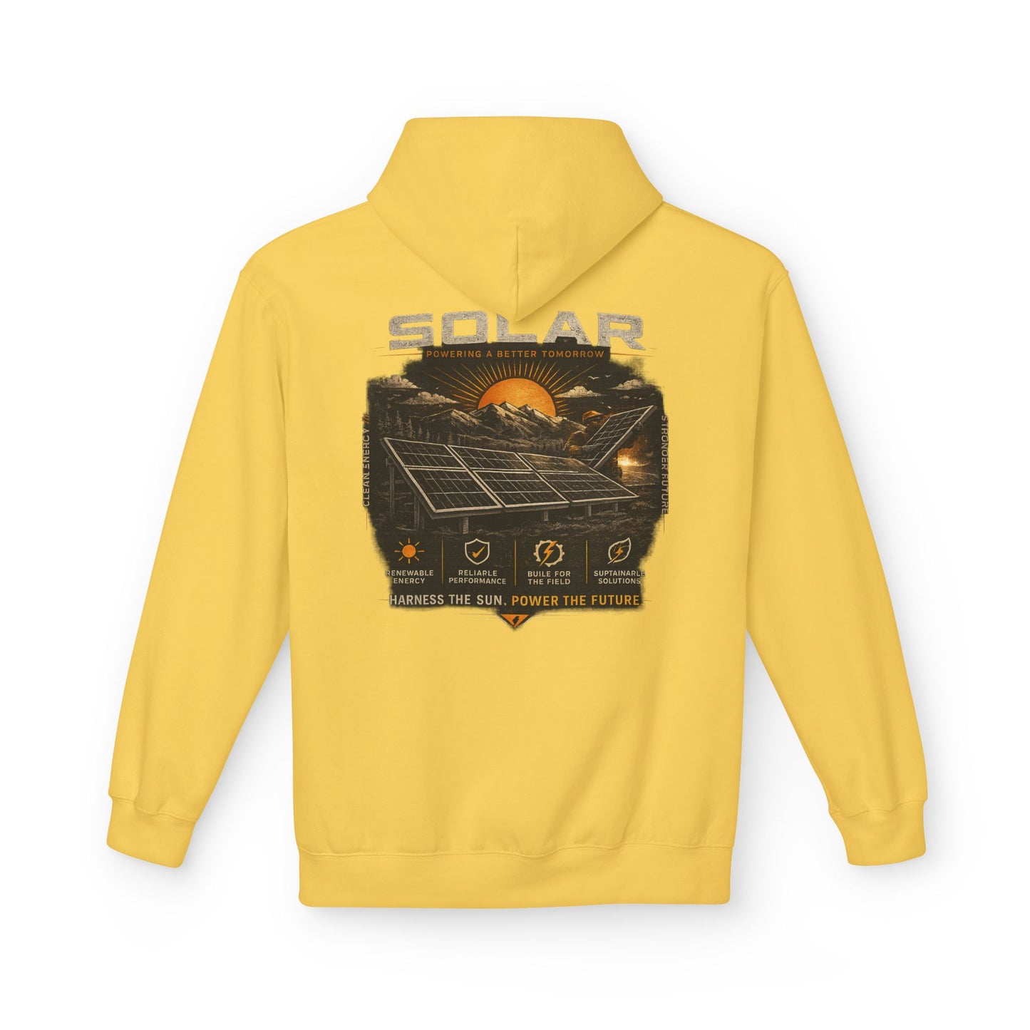 Solar Energy Hoodie — "Solar: Harness the Sun, Power the Future" Graphic Sweatshirt