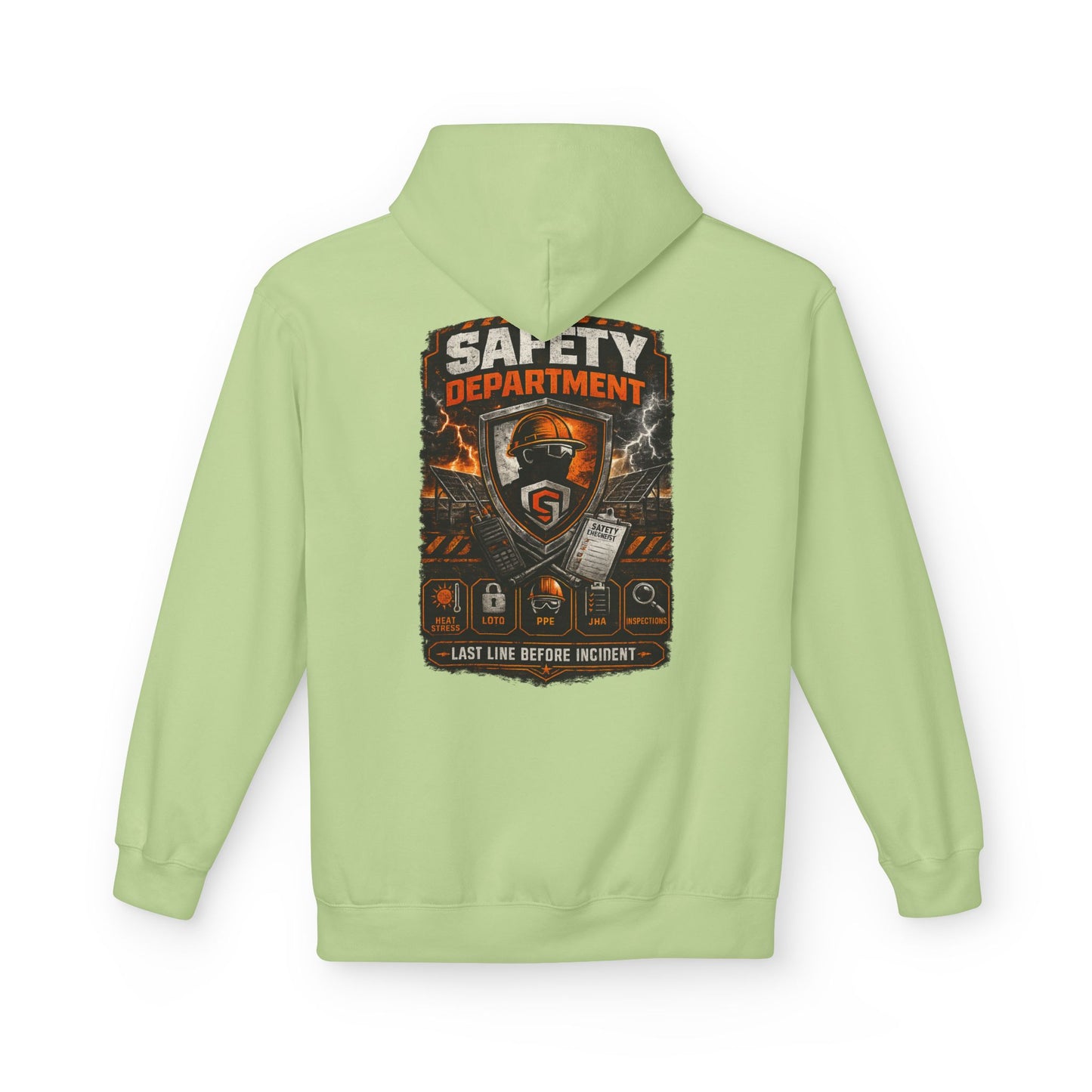 Safety Department Hoodie — "Last Line Before Incident" Graphic Workwear