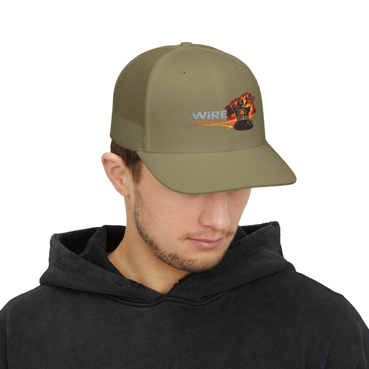 Wire Management Flame Graphic Trucker Cap